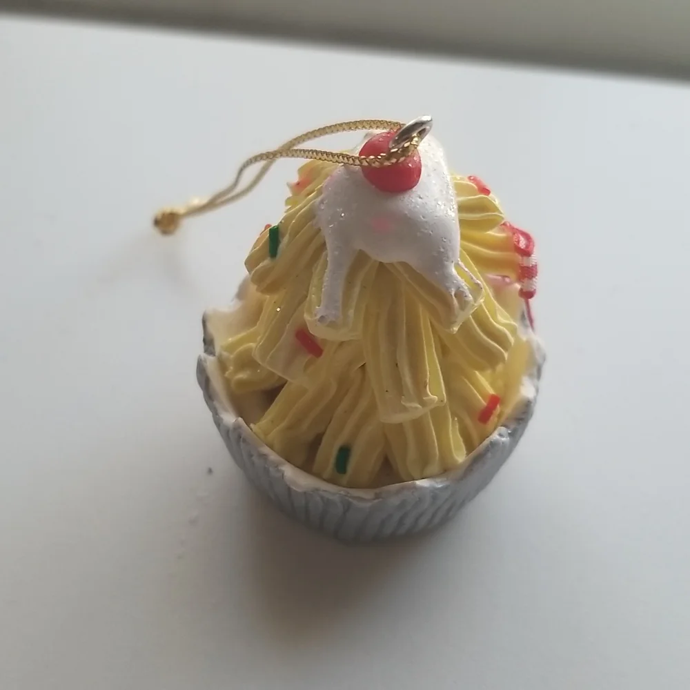 Christmas Tree Ornament Ice Cream Sunday with Cherry on Top